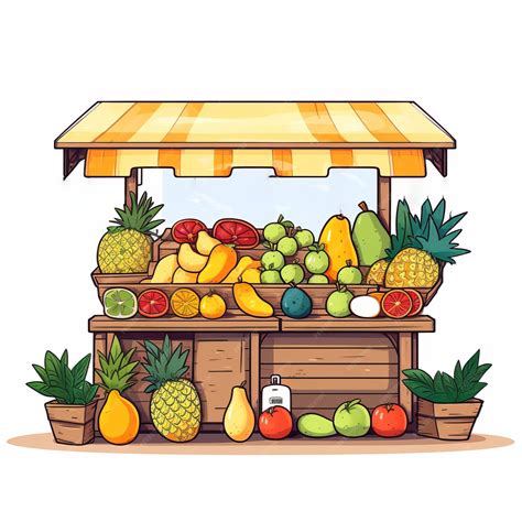 Premium AI Image | Cartoon Fruit Stand Vector Illustration on White