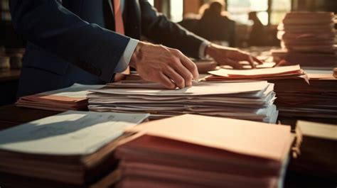 Premium Photo Businessman Hands Working In Stacks Of Paper Files For