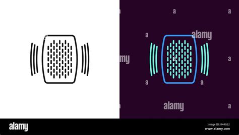 Home Speaker Illustration Vector Icon Of Voice Assistant With Sound Waves In Outline Style