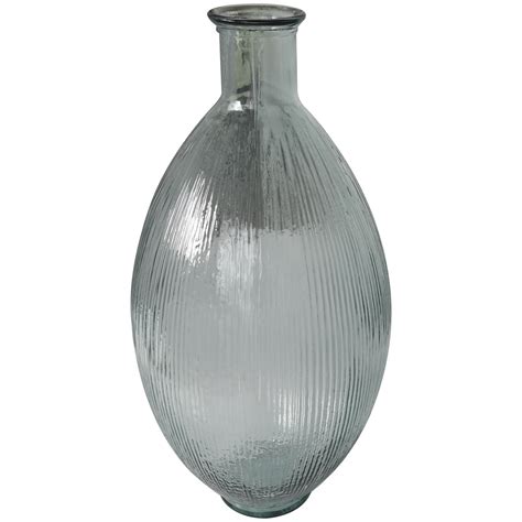 Decmode Handmade Ribbed Spanish Bottle Recycled Glass Vase