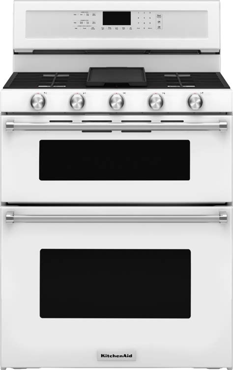 Kitchenaid 60 Cu Ft Self Cleaning Freestanding Double Oven Gas Convection Range White