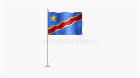 Pole Flag Of Democratic Republic Of The Congo Kinshasa Stock