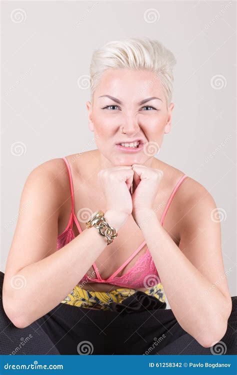 Portrait Of Blonde With Piercing Stock Photo Image Of Caucasian Eyes 61258342