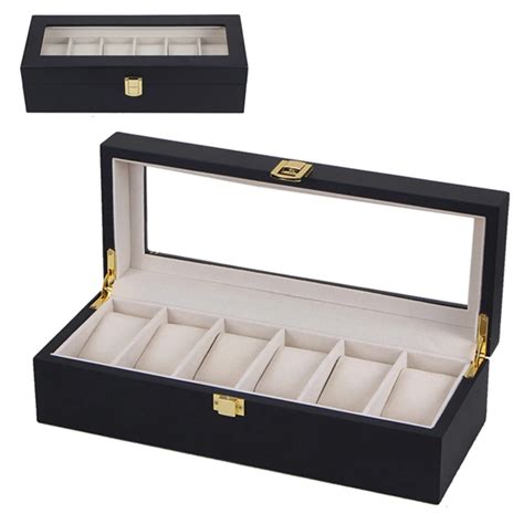 Top Brand Luxury Watch Boxes 6 Slots Black Mdf Packaging Collection Box