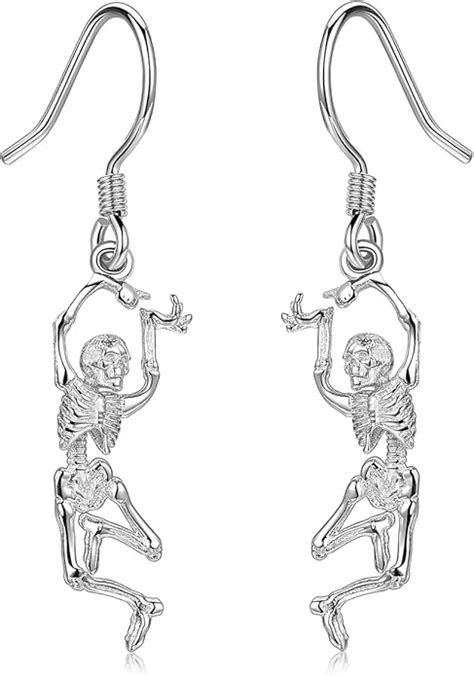 Amazon Skeleton Earrings S Sterling Silver Skull Earrings