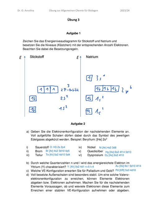 Übung 03 mit Lösungen Dr O Avrutina Übung zur Allgemeinen Chemie