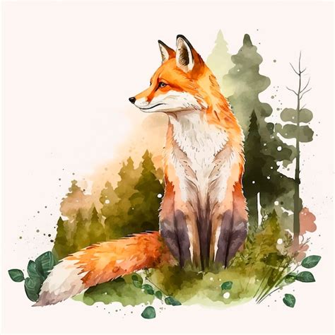 Journée Mondiale De La Vie Sauvage Renard Vecteur Aquarelle Vecteur