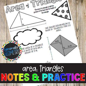 Area Of Triangles Guided Notes And Practice Worksheet Geometry In