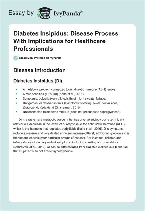 Diabetes Insipidus Disease Process With Implications For Healthcare Professionals 1236 Words