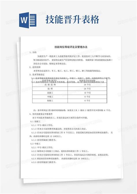 完整版技能岗位等级评定及管理办法word模板下载编号qmadrpyd熊猫办公