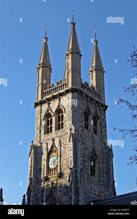 St Sepulchre Without Newgate Church Tower With Four Spires And Clock