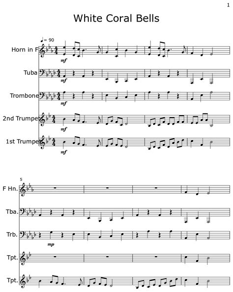 White Coral Bells Sheet Music For Horn In F Tuba Trombone Trumpet