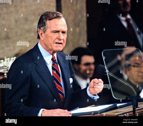 United States President George H W Bush Delivers His State Of The