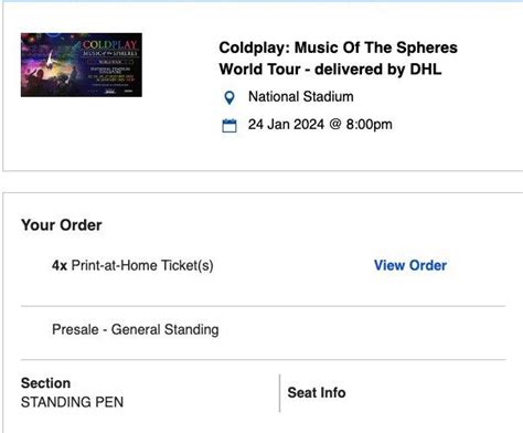 Coldplay Concert Ticket Tickets Vouchers Event Tickets On Carousell