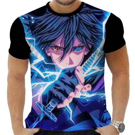 Camiseta Camisa Personalizada Anime Naruto Sasuke Uchiha