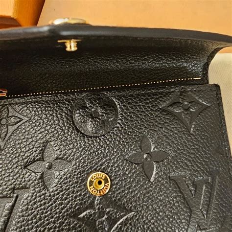 Louis Vuitton 路易威登 M64060經典victorine系列monogram Empreinte皮革壓花三折暗釦短夾黑w