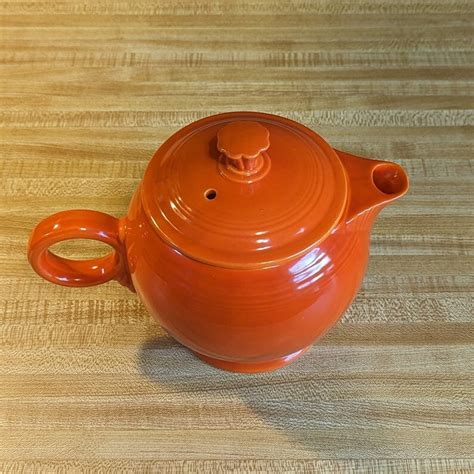 Antique Fiestaware Uranium Vintage Red Large Teapot Stamped Fiesta