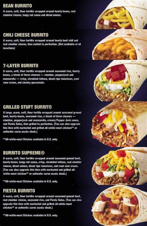 Taco Bell Printable Menu