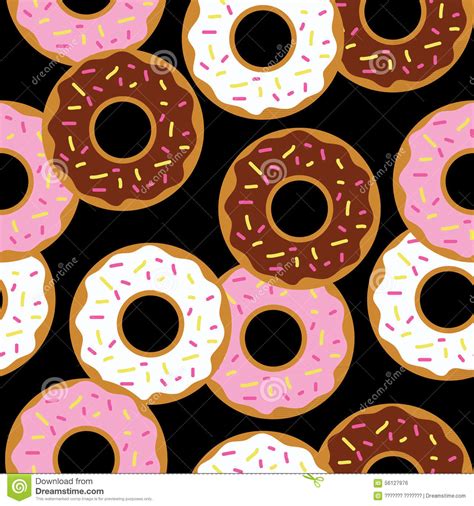 Tasty Donuts Vector Seamless Pattern Template Stock Vector