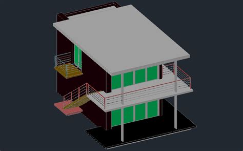 3D drawing of residential bungalow - Cadbull