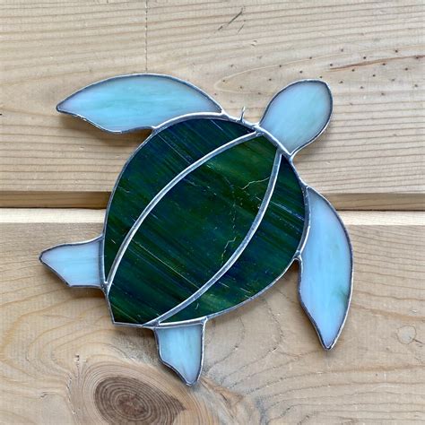 Handcrafted Stained Glass Sea Turtle Suncatcher Window Hanging Etsy