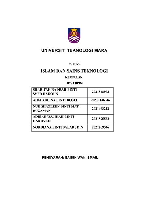 Ctu Grpassignment Universiti Teknologi Mara Tajuk Islam Dan