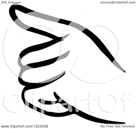 Clipart of a Black and White Pointing Hand - Royalty Free Vector ...