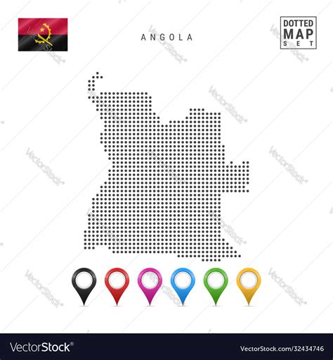 Dotted Map Angola Simple Silhouette Royalty Free Vector