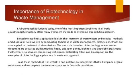 Biotechnology For Waste Management