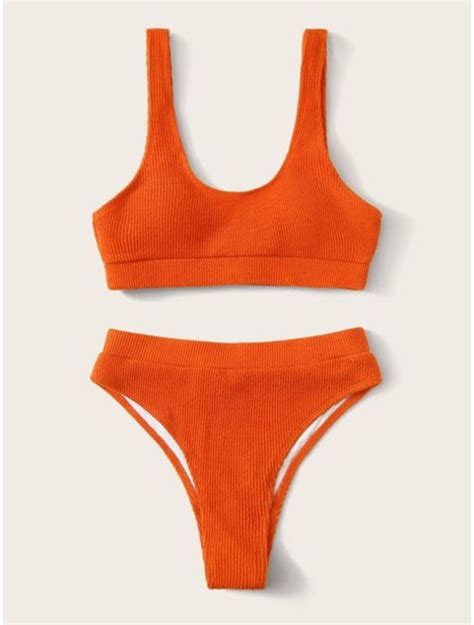 Buy Shein Textured Top With High Cut Bikini Set Online Topofstyle