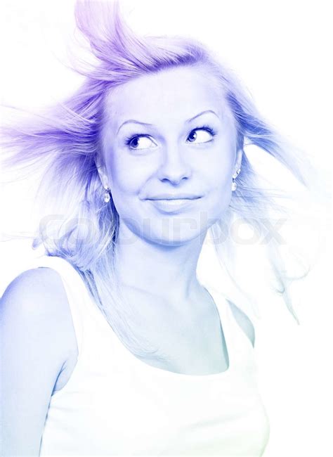 Beautiful Blonde With A Flying Hair Stock Image Colourbox