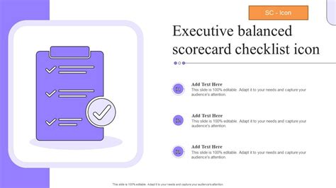 Executive Balanced Scorecard Checklist Icon Ppt Sample