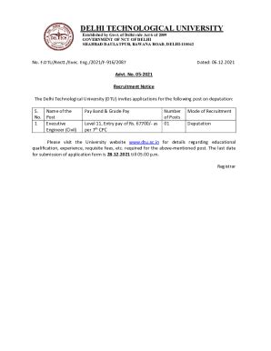 Fillable Online DTU Advertisement Delhi Technological University Fax