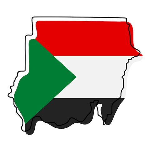 Premium Vector Stylized Outline Map Of Sudan With National Flag Icon