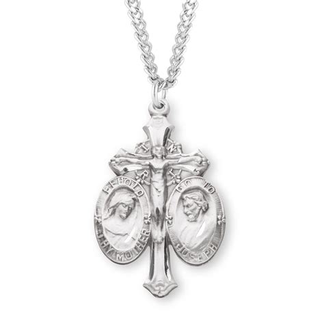 Jesus Mary Joseph Sterling Silver Crucifix Jmj Cross Medal Necklace By