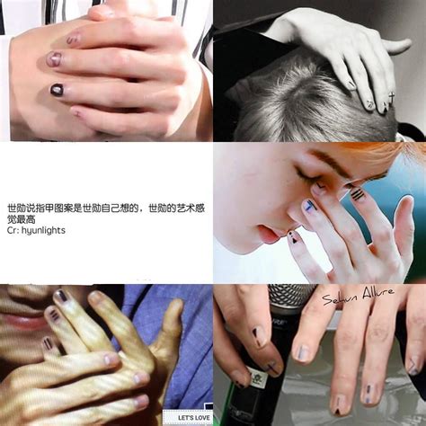 Exo Nails Masculine Style Oh Sehun Nail Paint Pattern Art Hair And