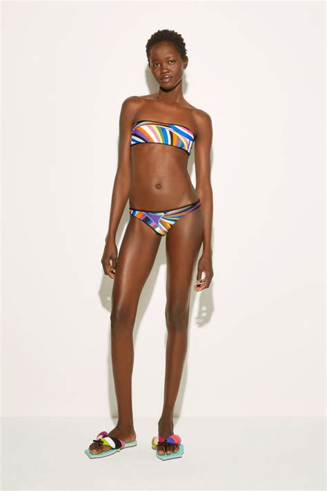 Iride Print Bandeau Bikini Top In Multicolour Pucci