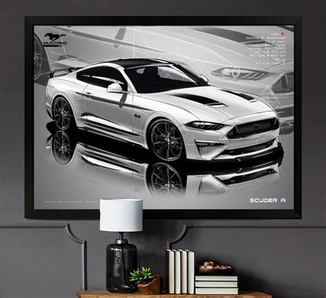 QUADRO DECORATIVO FORD MUSTANG GT BLACKSHADOW V8 PERSPECTIVE