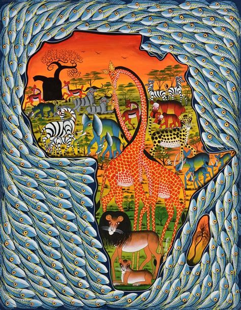 Africa Continent Animals Abstract Oil on Canvas Painting - Etsy ...