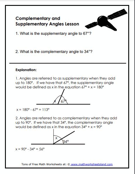 Free Complementary And Supplementary Angles Worksheet 7th Grade Download Free Complementary And