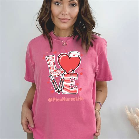 Cute Comfort Colors Picu Crew Nurses Picu Nurse Life Valentines Shirt