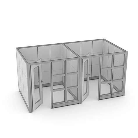 Dual Glass Office Cubicles with Locking Doors | 7' x 7' x 84" H