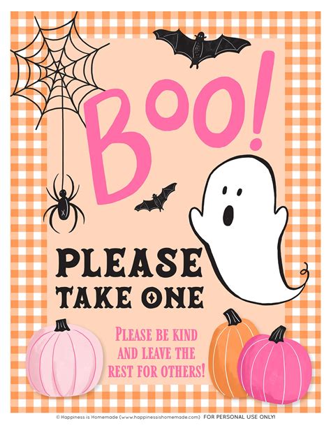 Printable Please Take One Halloween Sign Happiness Is Homemade