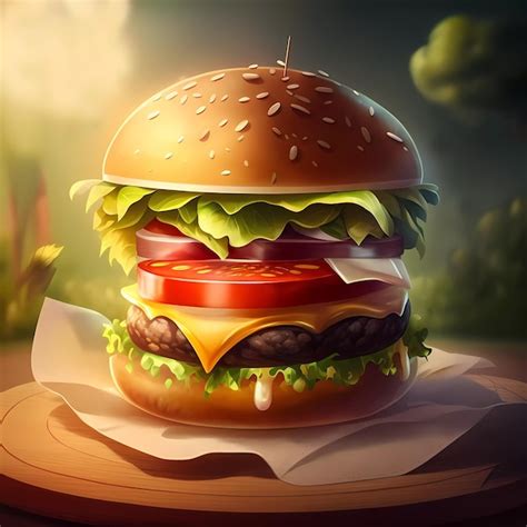 Premium Ai Image A Hamburger With Lettuce Tomato And Lettuce On It