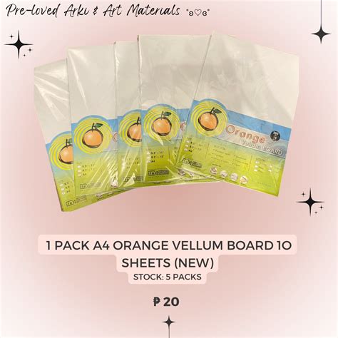 1 PACK A4 ORANGE VELLUM BOARD 1O SHEETS NEW On Carousell