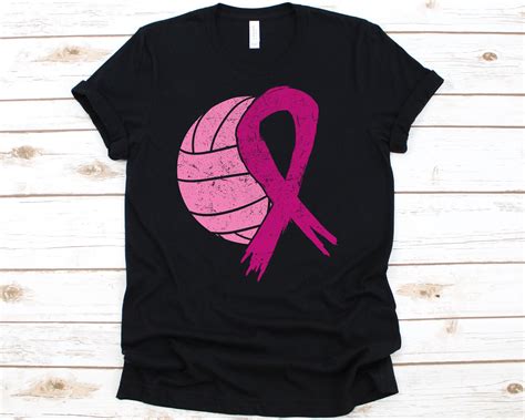 Pink Ribbon Volleyball Shirt Cancer Awareness For Breast Etsy