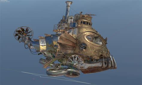 D Steampunk Submarine Hovercraft With Pbr Materials Turbosquid