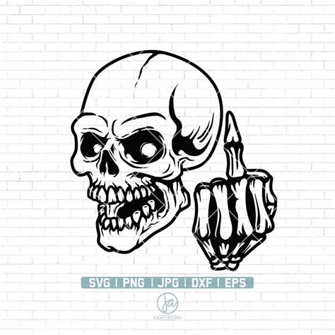 Skull Middle Finger Svg Skull Svg Skeleton Svg Skull Clipart Skull Cut