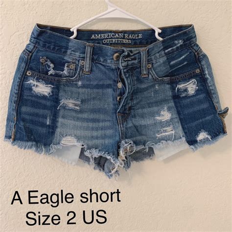 American Eagle Outfitters Women S Blue And White Shorts Depop