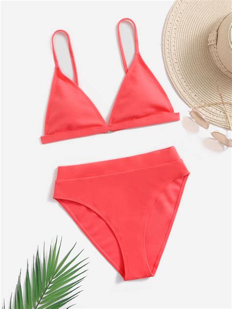 Triangle High Waisted Bikini Swimsuit Shein Usa